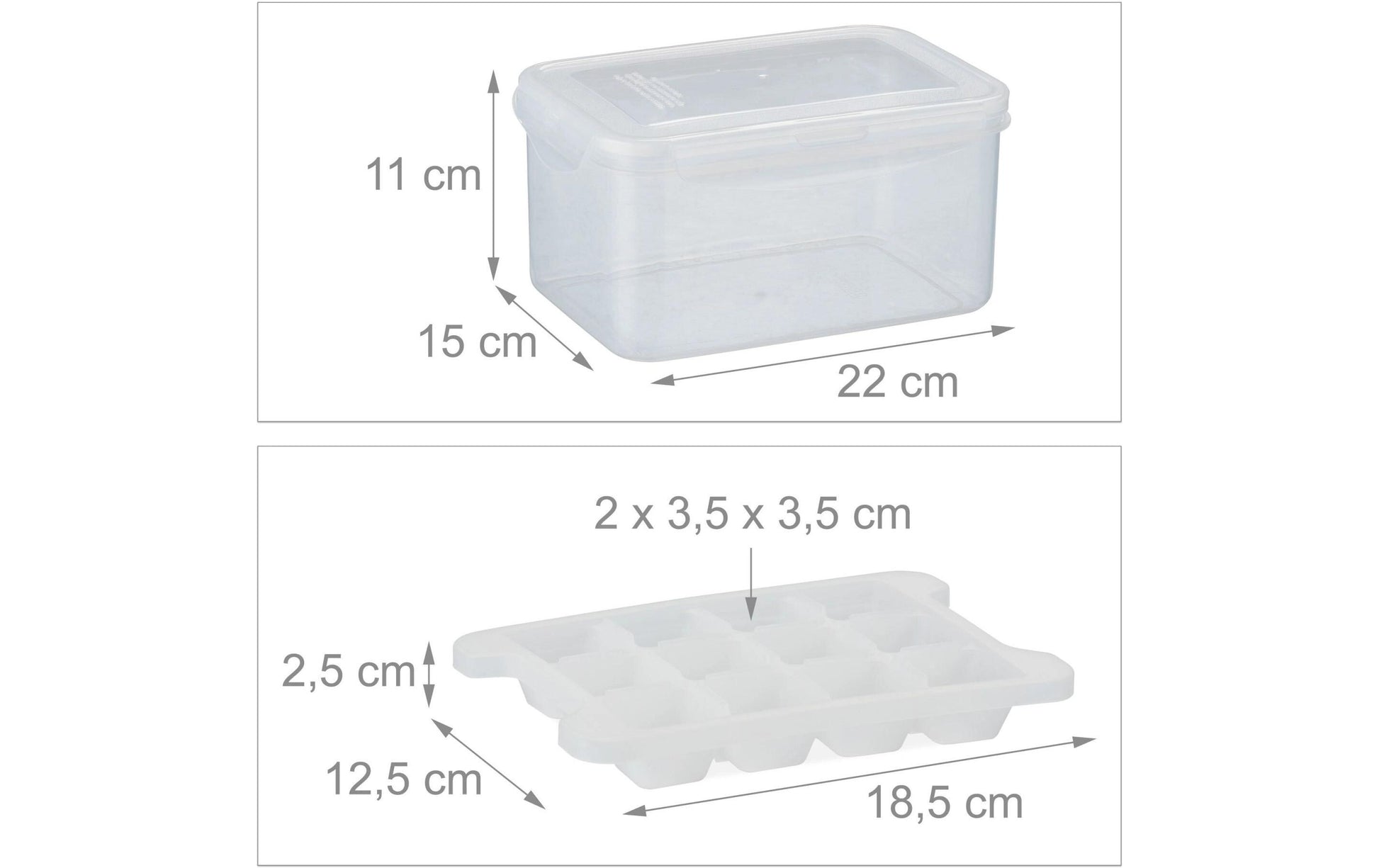 Relaxdays Eiswürfelform 48 Stk., 22 × 15 × 11 cm, Kunststoff, transparent/weiss