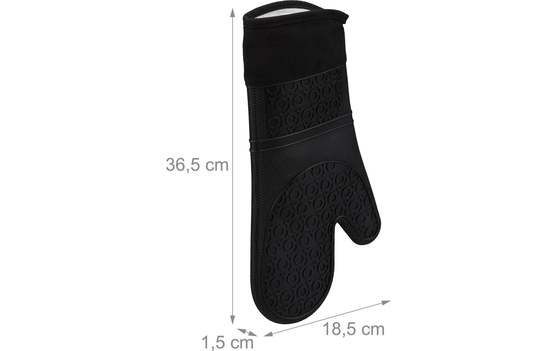Relaxdays Ofenhandschuhe 36,5 × 18,5 × 1,5 cm, Silikon, hitzebeständig, 2 Stk., Schwarz