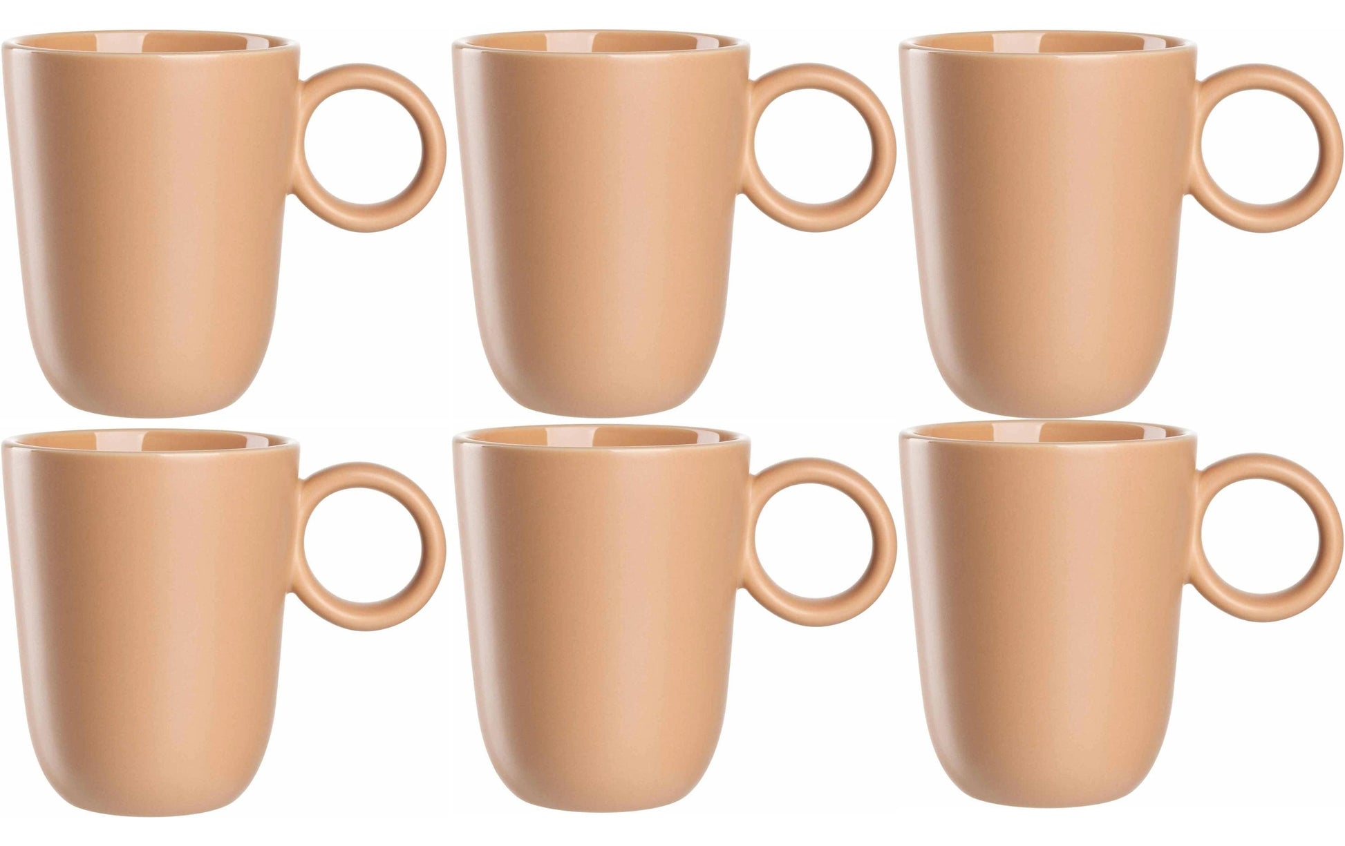 LEONARDO Roma Kaffeetasse – 0,40 l, Keramik, Orange, spülmaschinenfest, 6 Stück