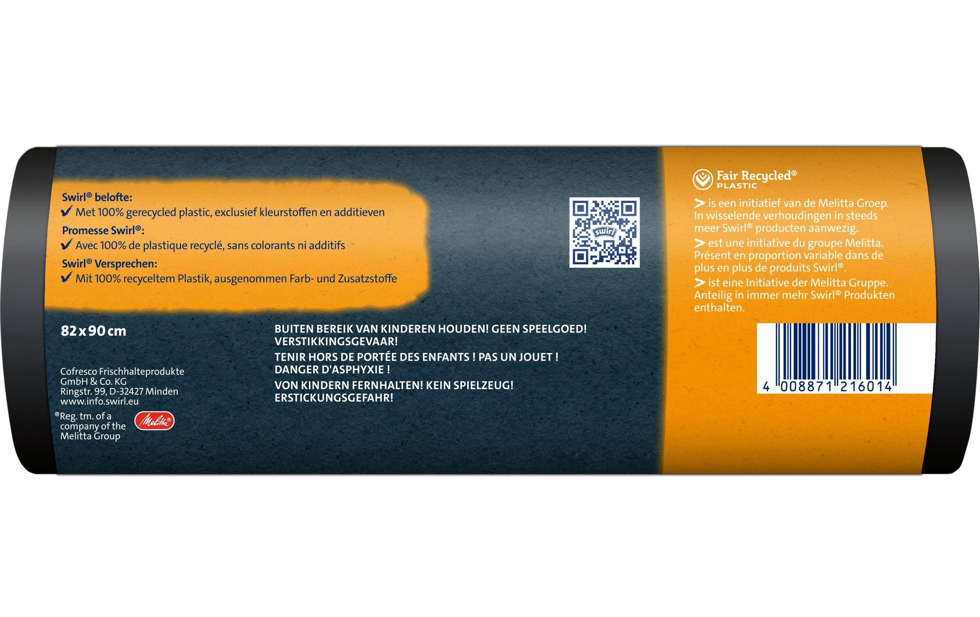 Swirl Kehrichtsack – 120 l, PE, schwarz, 12 Stk