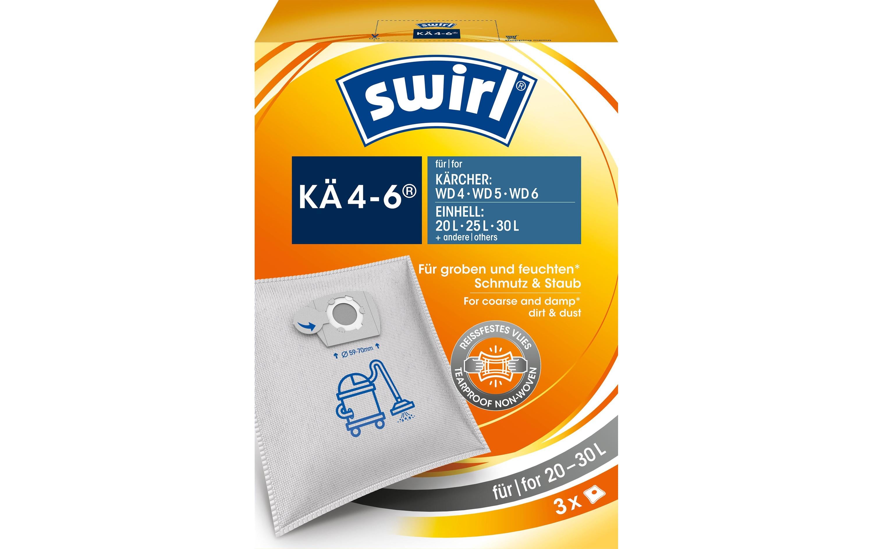 Swirl Staubbeutel KA 4-6 224081 – 3 Stück, für Kärcher WD4/WD5/WD6