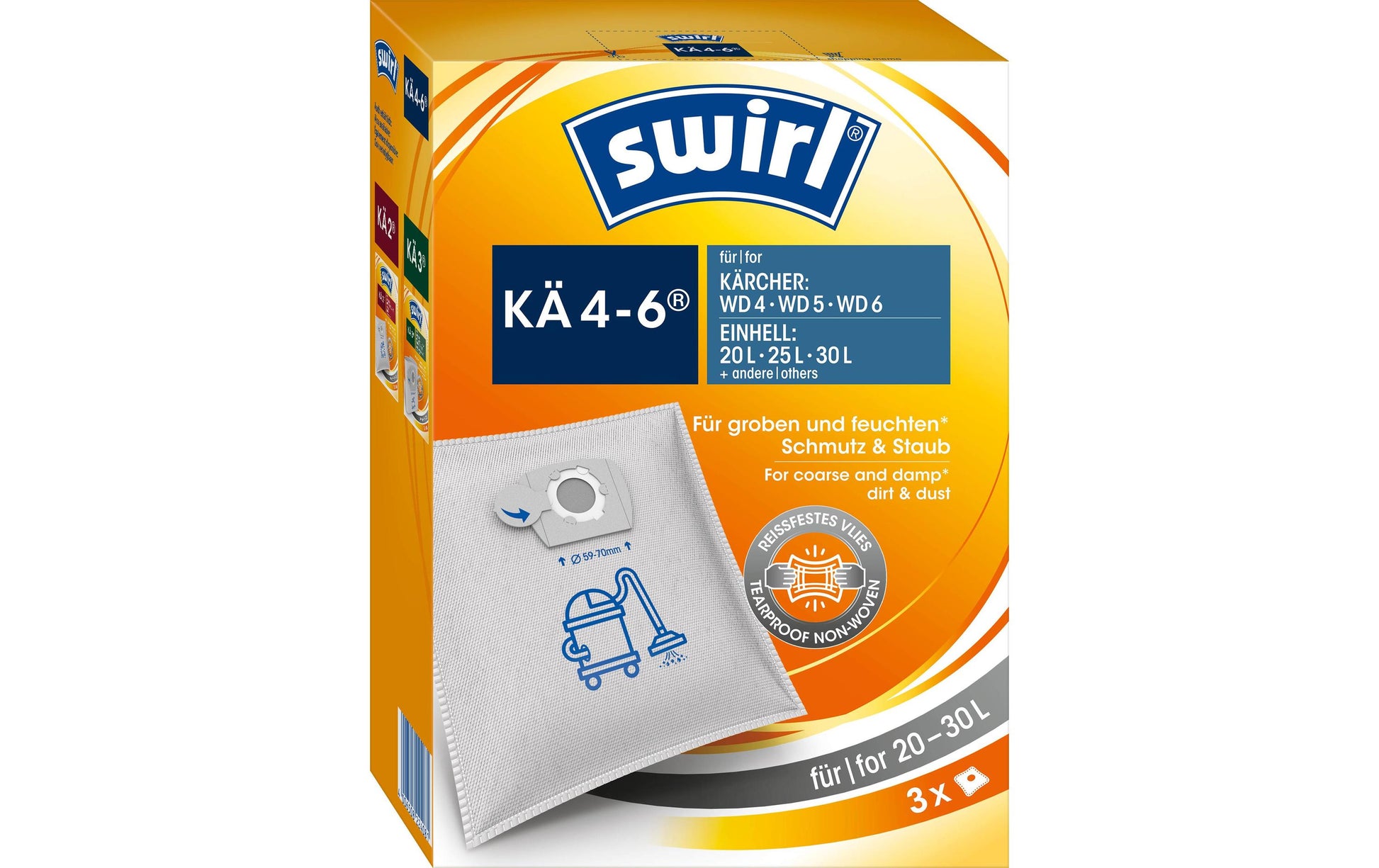 Swirl Staubbeutel KA 4-6 224081 – 3 Stück, für Kärcher WD4/WD5/WD6