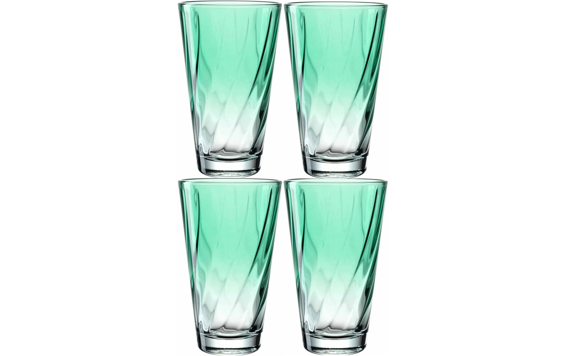 LEONARDO Twist Trinkglas – 0,30 l, Kalk-Natron-Glas, Türkis, spülmaschinenfest, 4 Stück