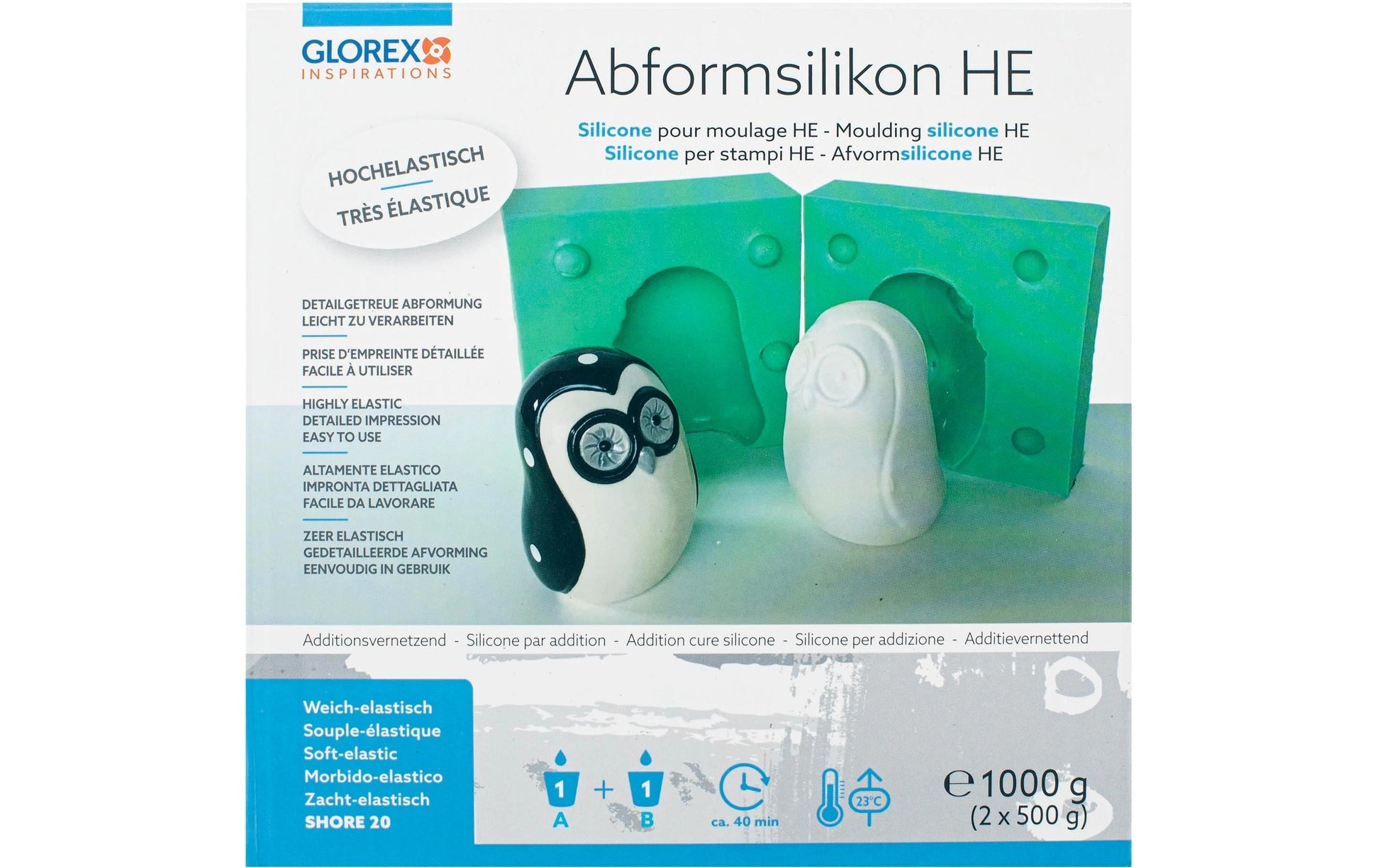 GLOREX Hochelastische Abformmasse – 2 × 500 g – lufthärtend