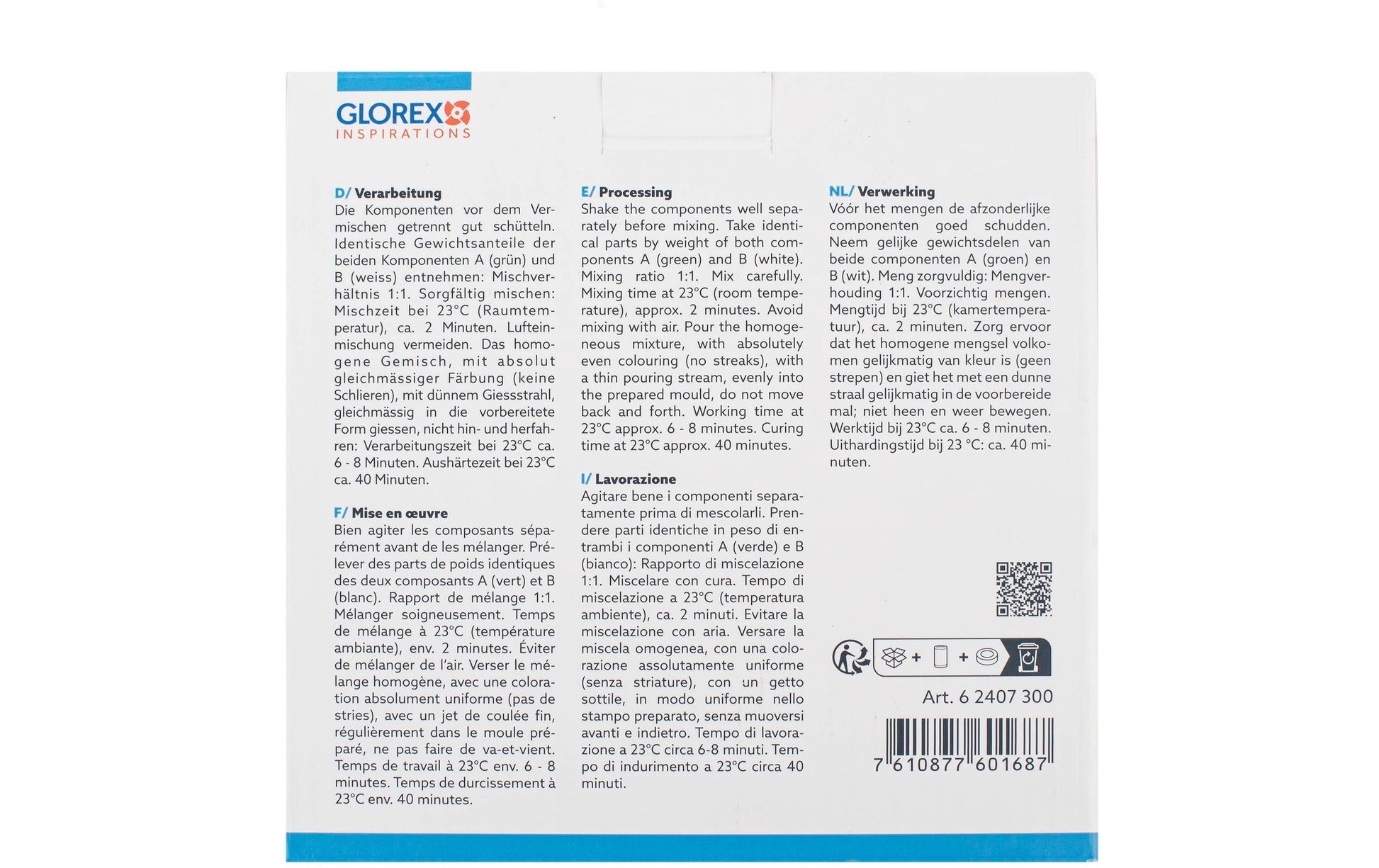 GLOREX Hochelastische Abformmasse – 2 × 500 g – lufthärtend