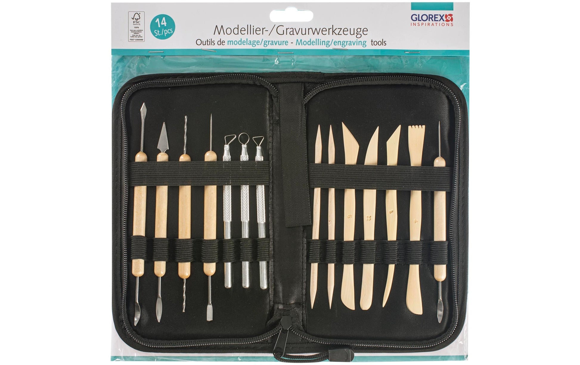 Glorex Gravur- und Modellierwerkzeug – 14-teiliges Set
