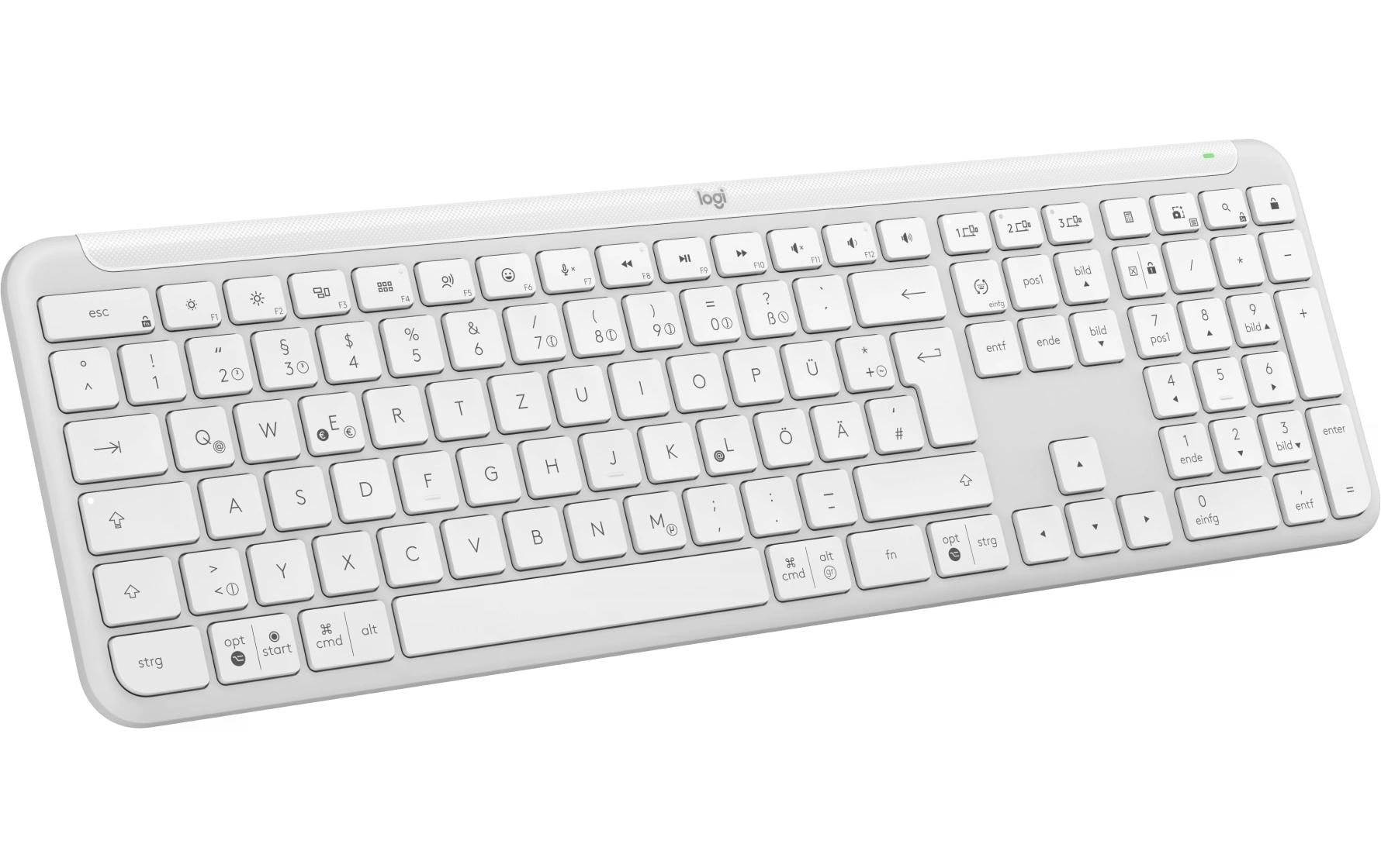 Logitech Signature Slim K950 – Tastatur, kabellos, CH-Layout (DE-CH), Weiss