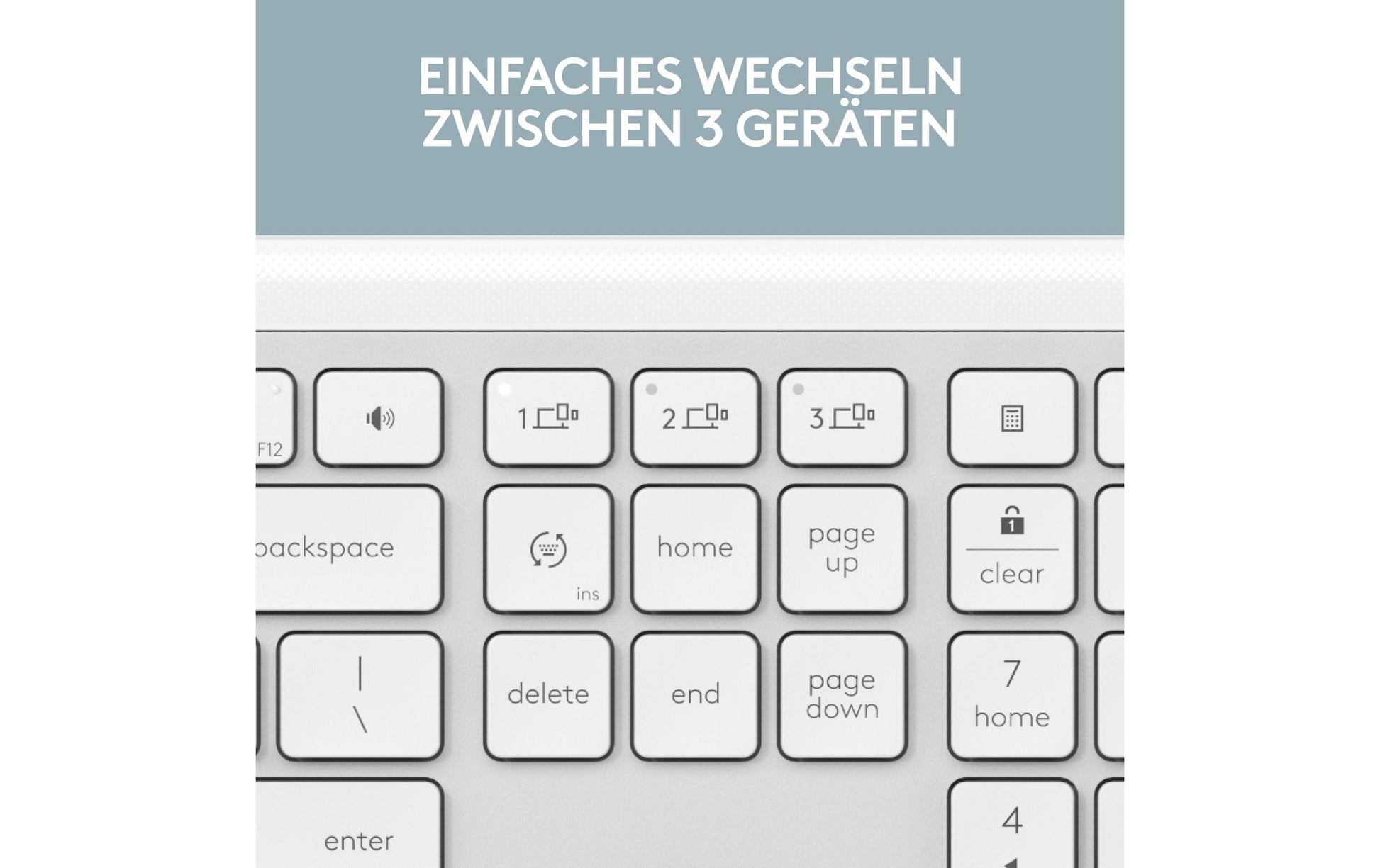 Logitech Signature Slim K950 – Tastatur, kabellos, CH-Layout (DE-CH), Weiss