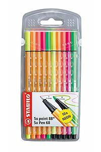 STABILO Pen 68 Etui – 10 Stk., sortiert, Cap-Off 24 h