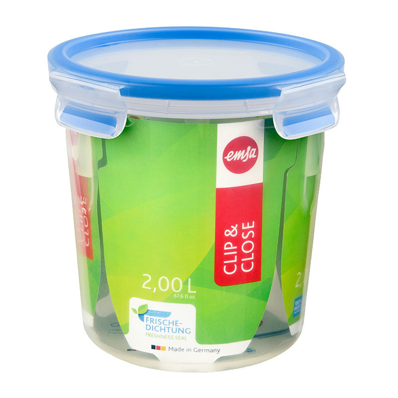 EMSA Vorratsdose 2 l, Ø 16,7 × 16,3 cm, Polypropylen (PP), transparent/blau