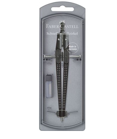 Faber-Castell GRIP Schnellverstellzirkel – Länge 170 mm, max. Kreis-Ø 39 cm, inkl. Ersatzminendose, schwarz