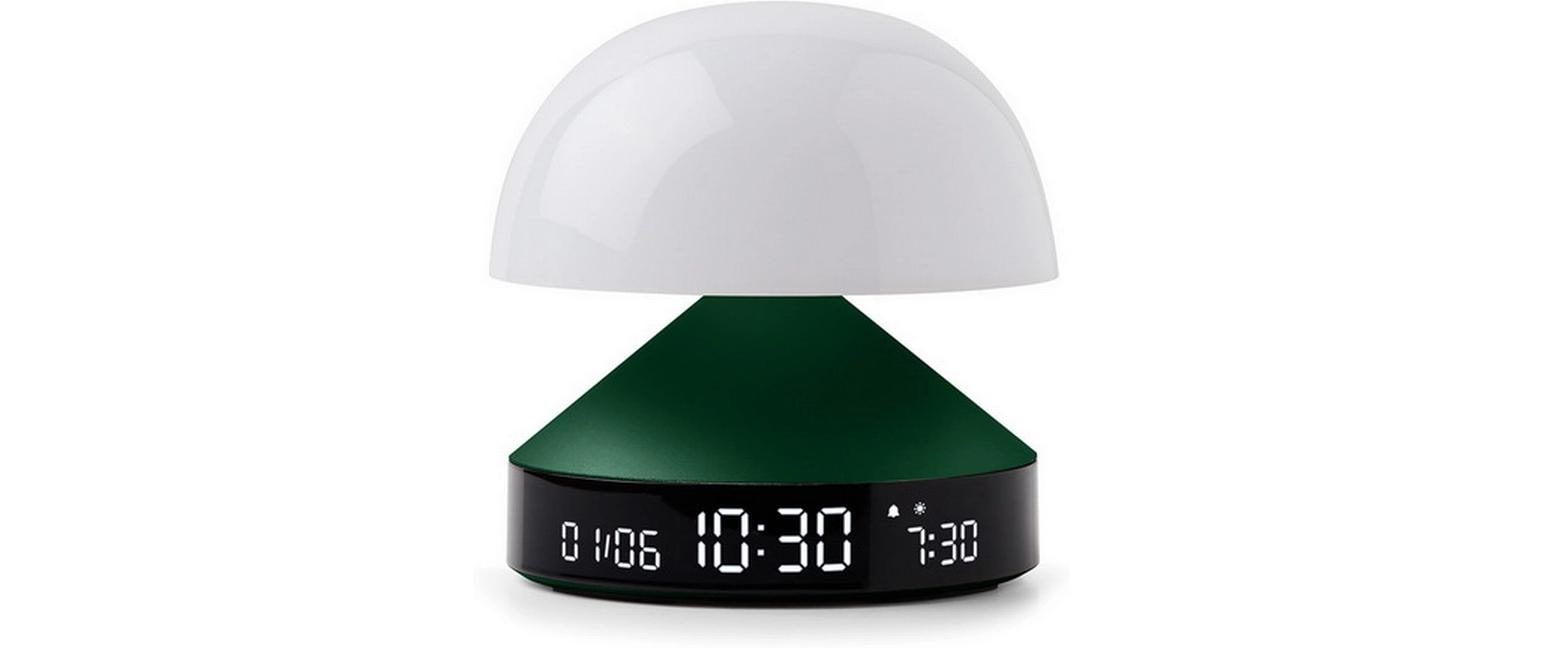 Lexon Lichtwecker Mina Sunrise – digital – 11 × 11 cm, dunkelgrün, Aluminium, USB, 5 Wecktöne