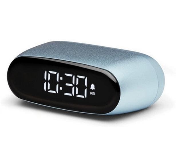LEXON Minut Digitalwecker – Schlummerfunktion, USB, 6,5 × 4,5 × 2,5 cm, Hellblau, Aluminium