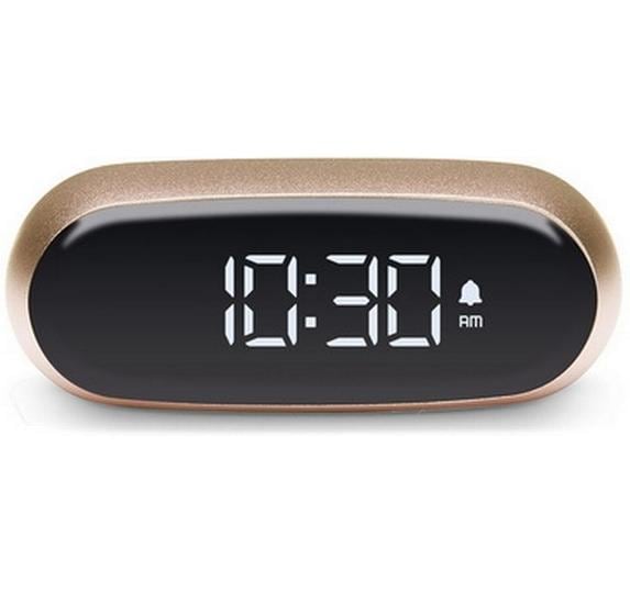 LEXON Minut Wecker – digital – 6,5 × 4,5 × 2,5 cm, gold, Aluminium, USB, Schlummerfunktion