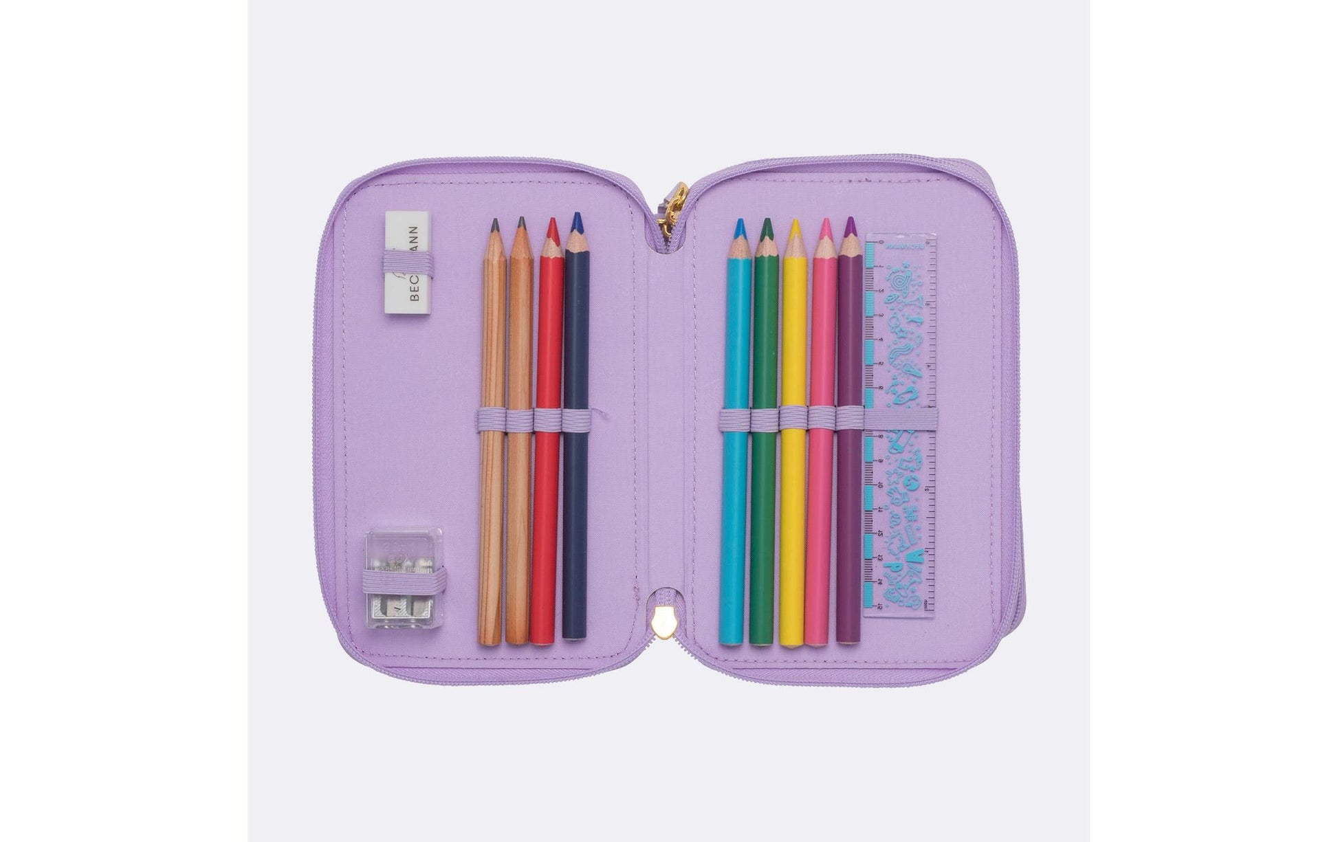 Beckmann Classic Etui Triple, gefüllt, 28-teilig – Unicorn Princess – Polyester – 20,5 × 7,0 × 12,0 cm