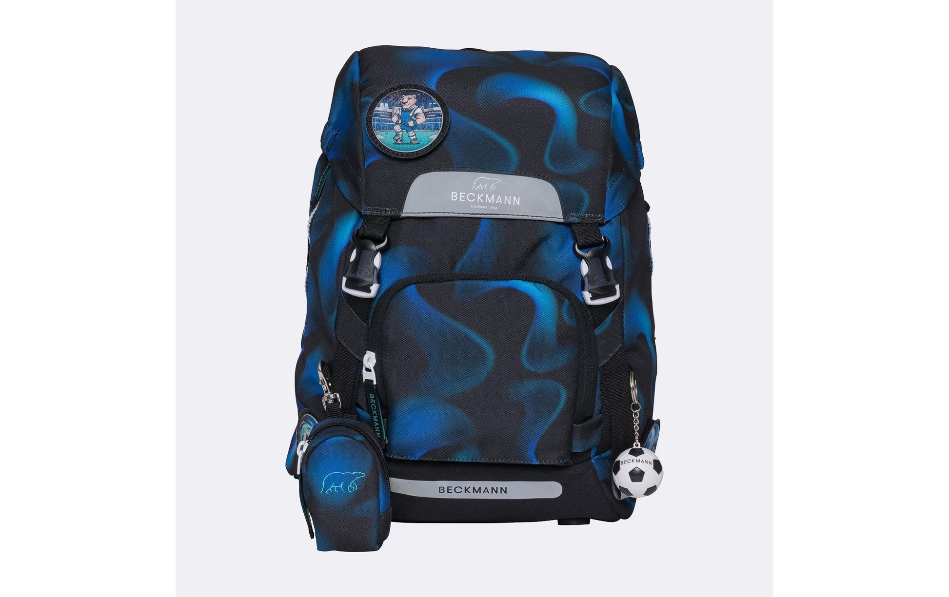 Beckmann Classic – Schulrucksack-Set 6-teilig, Fussball, 22 l, 24×37×25 cm
