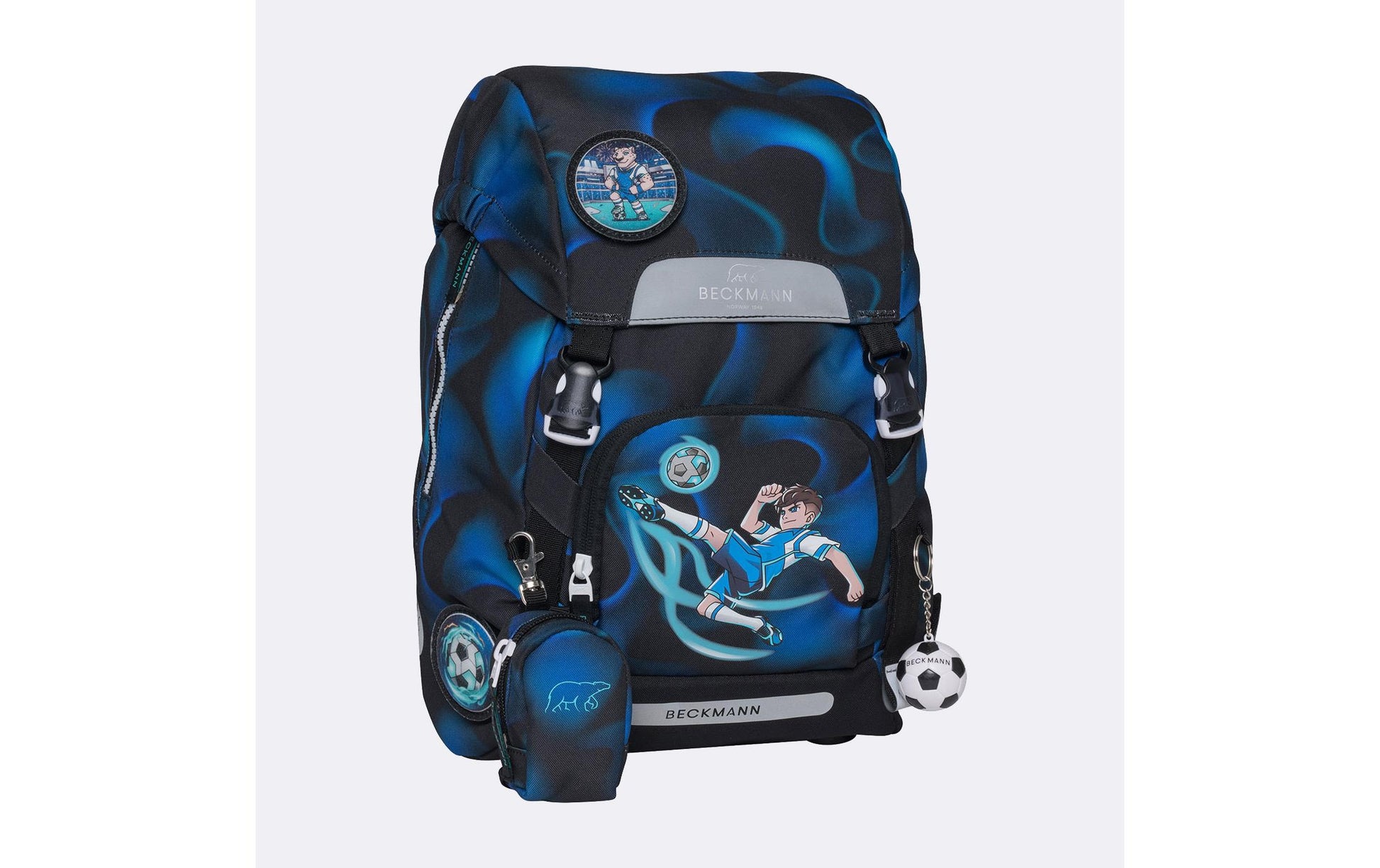 Beckmann Classic – Schulrucksack-Set 6-teilig, Fussball, 22 l, 24×37×25 cm