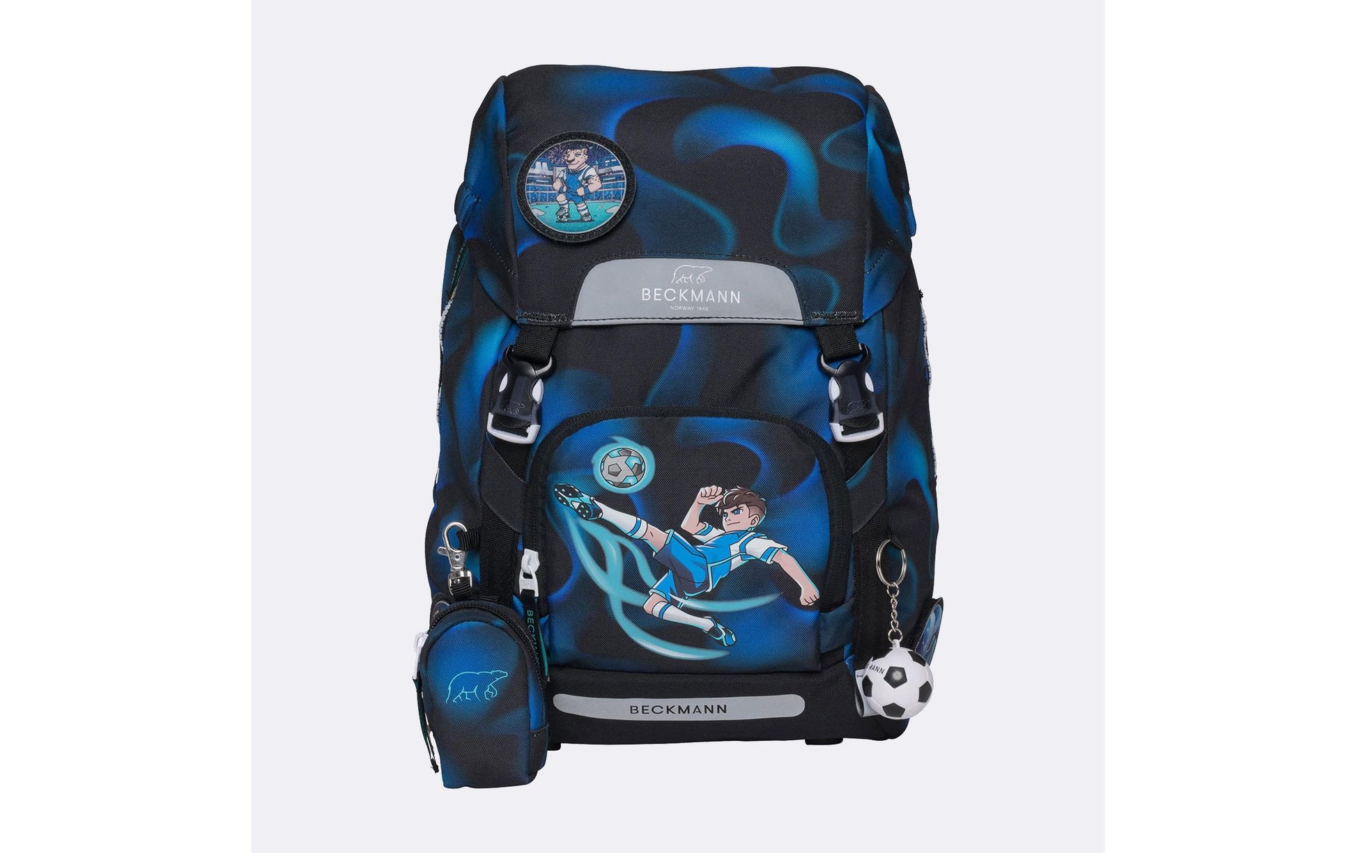 Beckmann Classic – Schulrucksack-Set 6-teilig, Fussball, 22 l, 24×37×25 cm