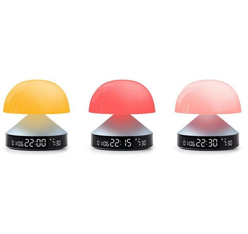 Lexon Lichtwecker Mina Sunrise – digital – 11 × 11 cm, hellblau, Aluminium, USB, Wecktöne