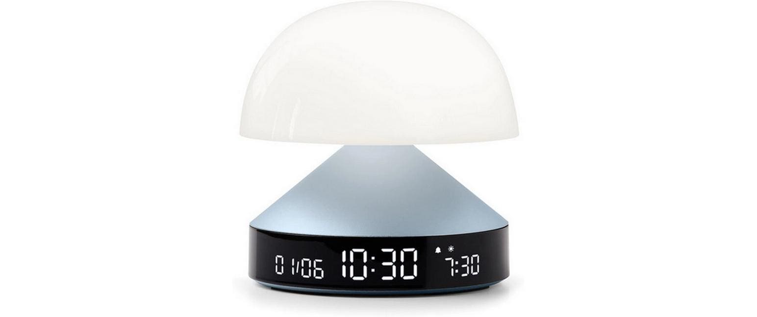 Lexon Lichtwecker Mina Sunrise – digital – 11 × 11 cm, hellblau, Aluminium, USB, Wecktöne