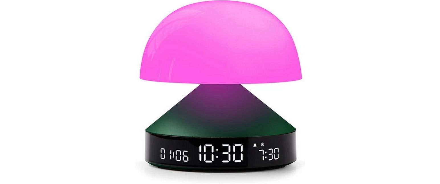 Lexon Lichtwecker Mina Sunrise – digital – 11 × 11 cm, dunkelgrün, Aluminium, USB, 5 Wecktöne
