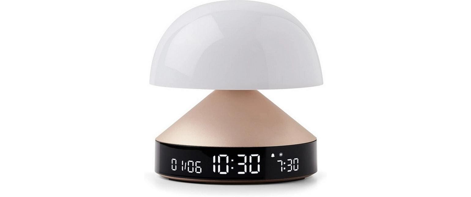 LEXON Lichtwecker Mina Sunrise – digital – 11 × 11 cm, gold, Aluminium, USB, 5 Wecktöne