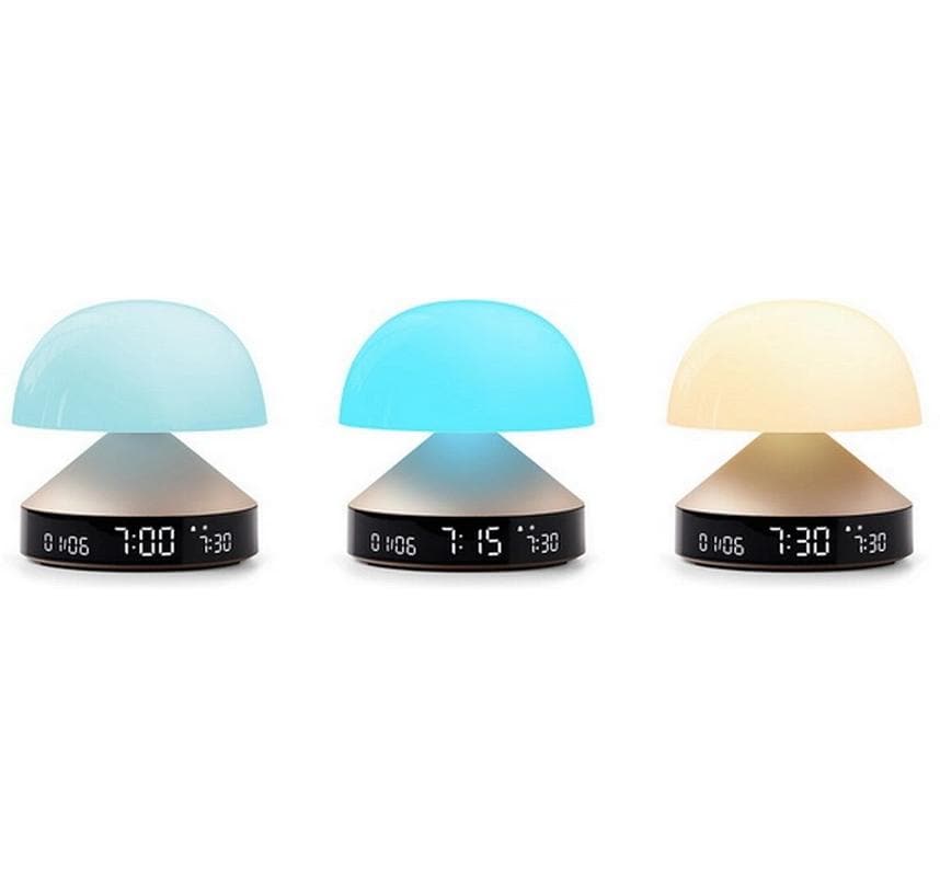 LEXON Lichtwecker Mina Sunrise – digital – 11 × 11 cm, gold, Aluminium, USB, 5 Wecktöne
