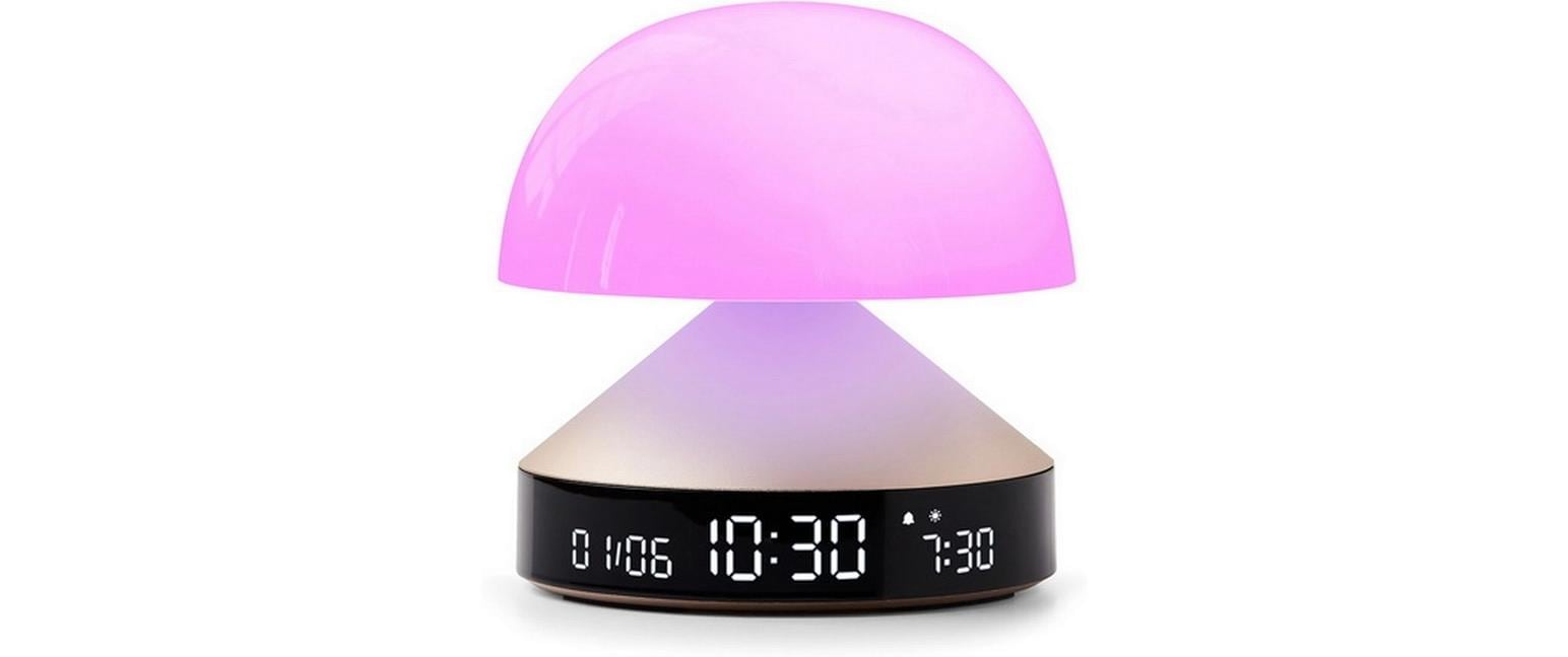 LEXON Lichtwecker Mina Sunrise – digital – 11 × 11 cm, gold, Aluminium, USB, 5 Wecktöne