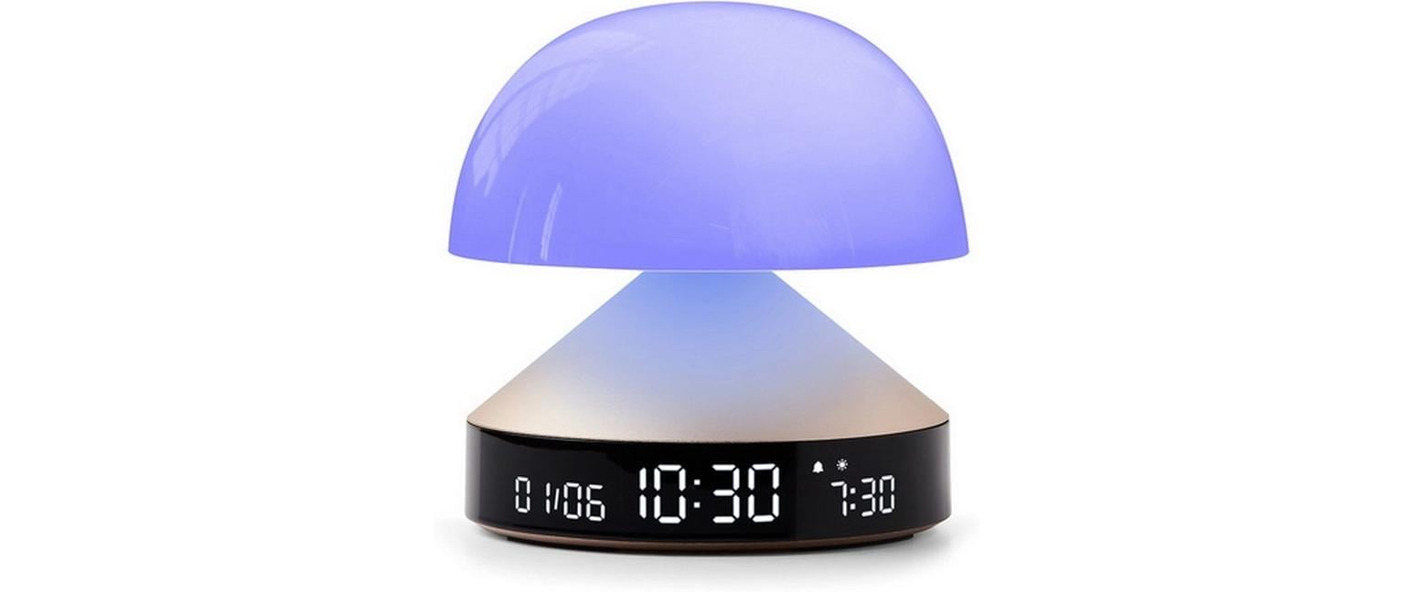 LEXON Lichtwecker Mina Sunrise – digital – 11 × 11 cm, gold, Aluminium, USB, 5 Wecktöne