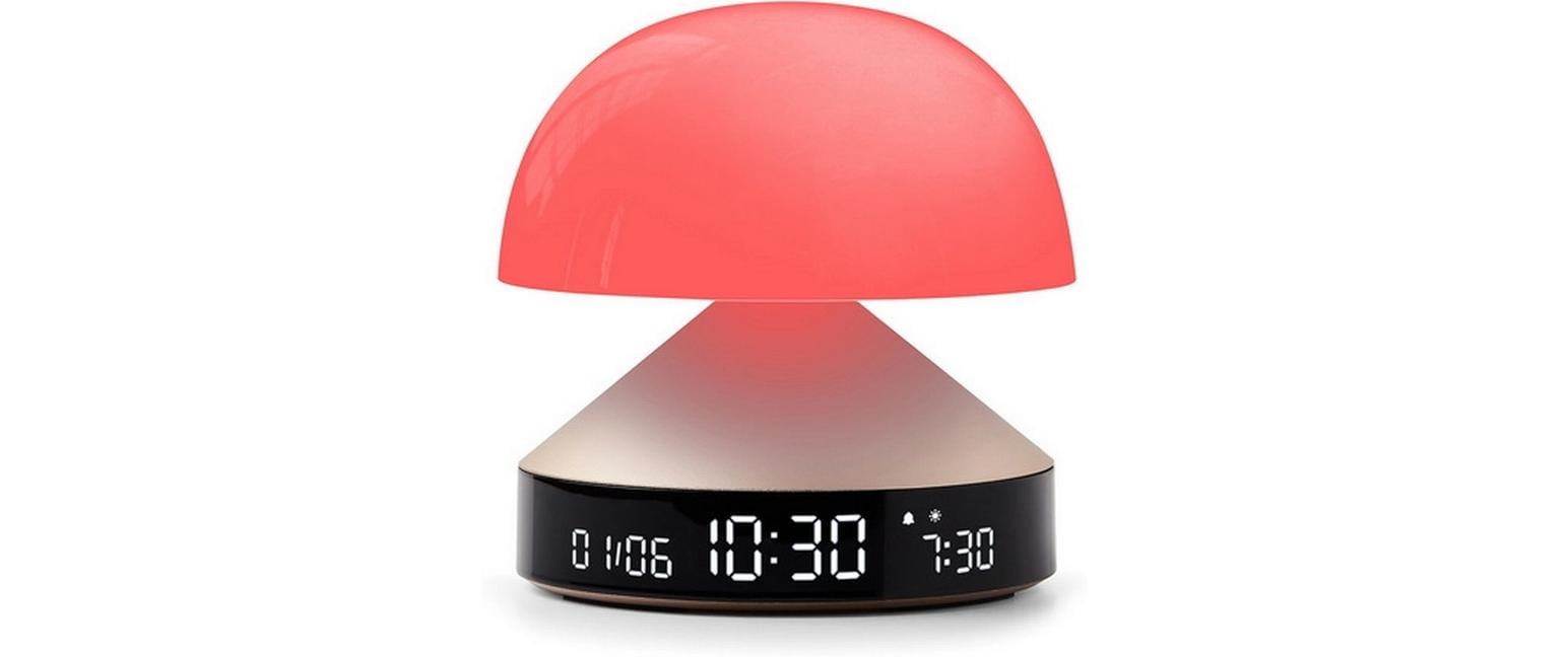 LEXON Lichtwecker Mina Sunrise – digital – 11 × 11 cm, gold, Aluminium, USB, 5 Wecktöne