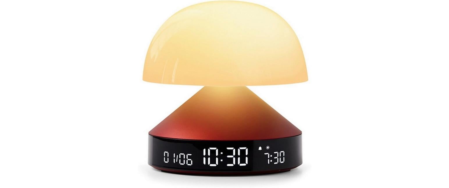 Lexon Lichtwecker Mina Sunrise – digital – 11 × 11 cm, weinrot, Aluminium, USB, Wecktöne