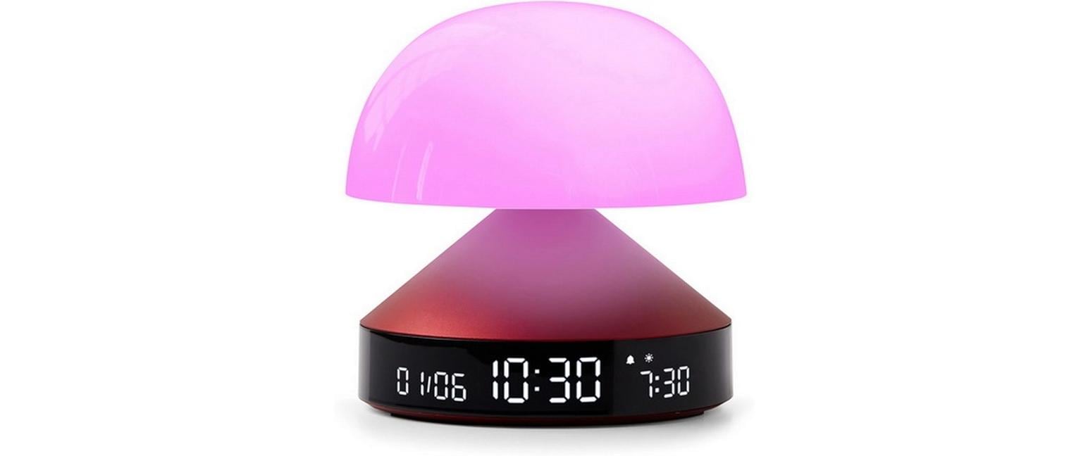 Lexon Lichtwecker Mina Sunrise – digital – 11 × 11 cm, weinrot, Aluminium, USB, Wecktöne