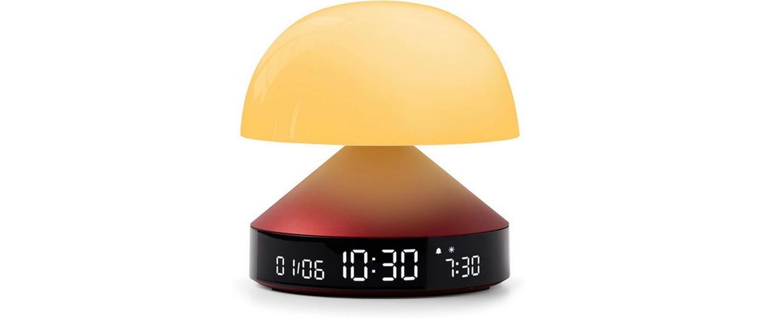 Lexon Lichtwecker Mina Sunrise – digital – 11 × 11 cm, weinrot, Aluminium, USB, Wecktöne