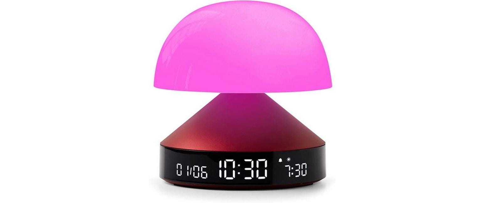 Lexon Lichtwecker Mina Sunrise – digital – 11 × 11 cm, weinrot, Aluminium, USB, Wecktöne