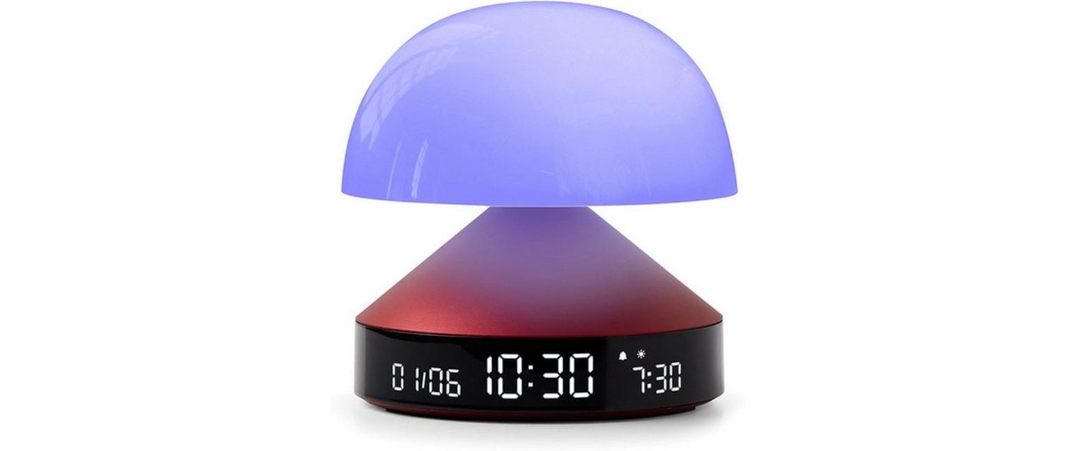 Lexon Lichtwecker Mina Sunrise – digital – 11 × 11 cm, weinrot, Aluminium, USB, Wecktöne
