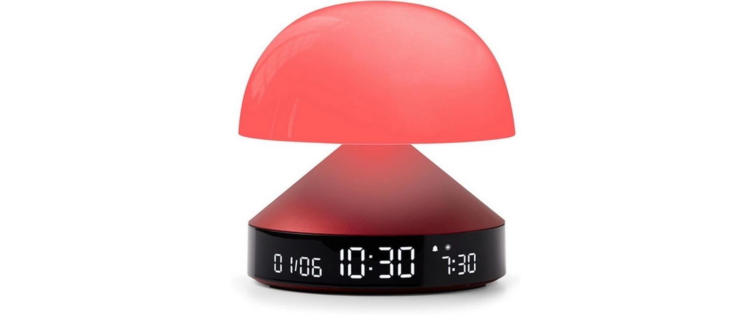 Lexon Lichtwecker Mina Sunrise – digital – 11 × 11 cm, weinrot, Aluminium, USB, Wecktöne