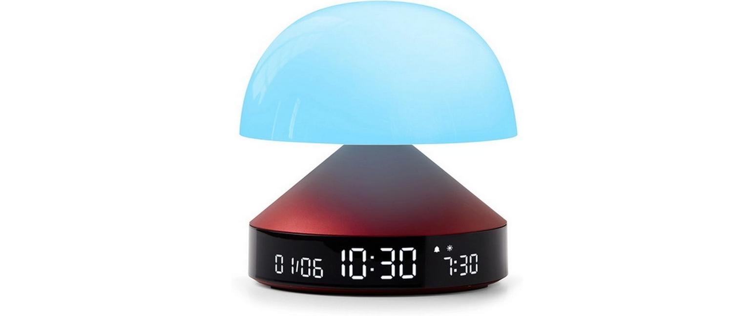Lexon Lichtwecker Mina Sunrise – digital – 11 × 11 cm, weinrot, Aluminium, USB, Wecktöne