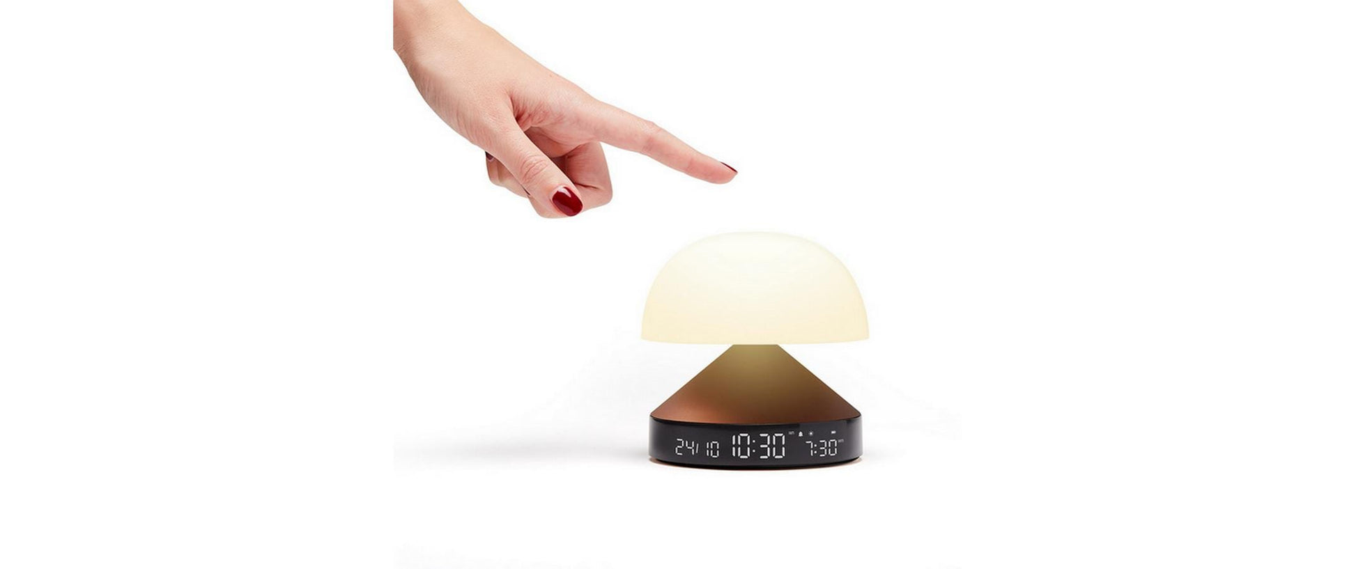 Lexon Lichtwecker Mina Sunrise – digital – 11,0 × 11,0 cm, bronze, Aluminium, USB, 5 Wecktöne