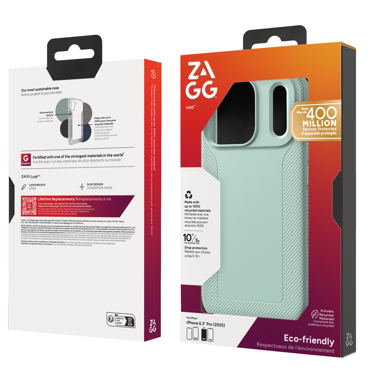 ZAGG Luxe Snap Backcover – für Apple iPhone 17 Pro – MagSafe, Graphen, Mint, bis 3 m Sturzsicher