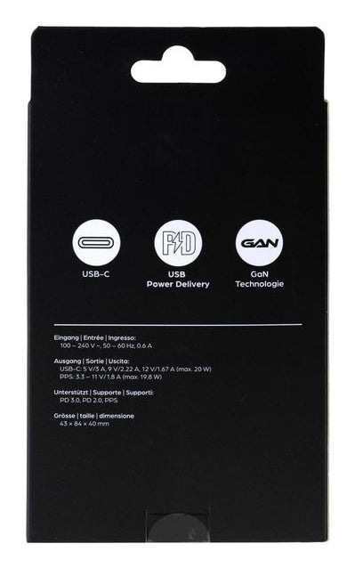 ONIT F02790 USB-Wandladegerät 20 W – USB-C×1 – PD, PPS, GaN – EU-Stecker (Typ C)