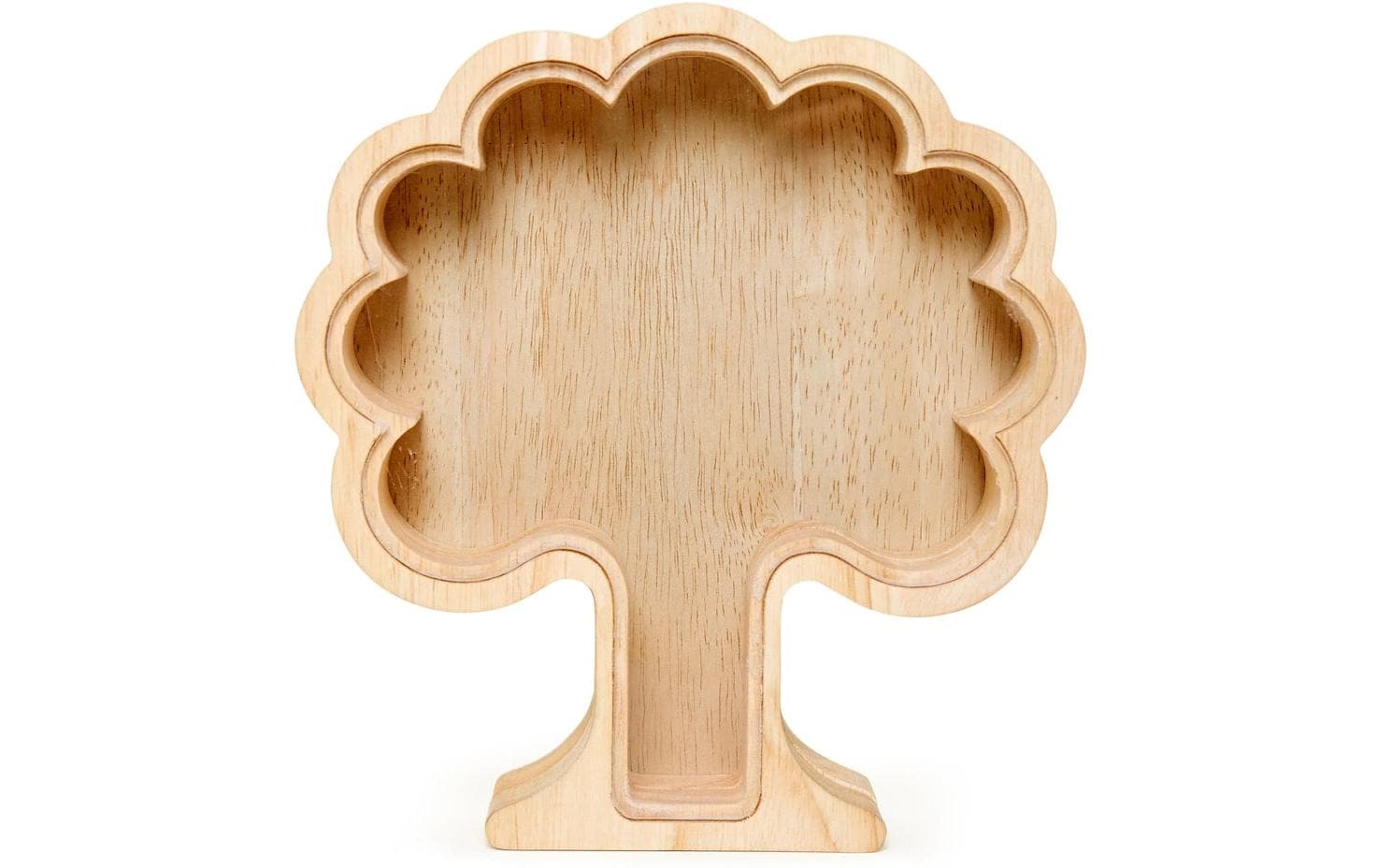 Kikkerland Spardose Baum – Mischholz & MDF & Acryl & Metall, natur – 19 × 17,1 × 5 cm