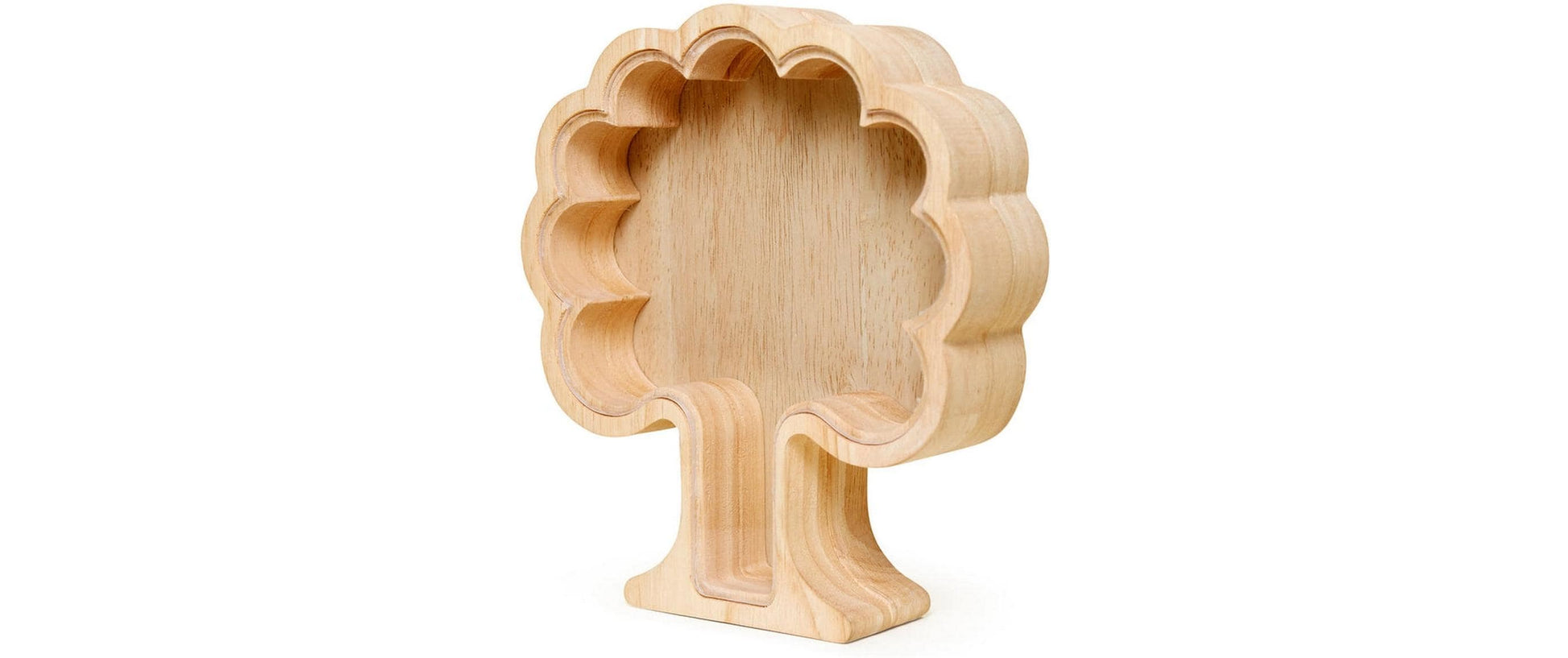 Kikkerland Spardose Baum – Mischholz & MDF & Acryl & Metall, natur – 19 × 17,1 × 5 cm