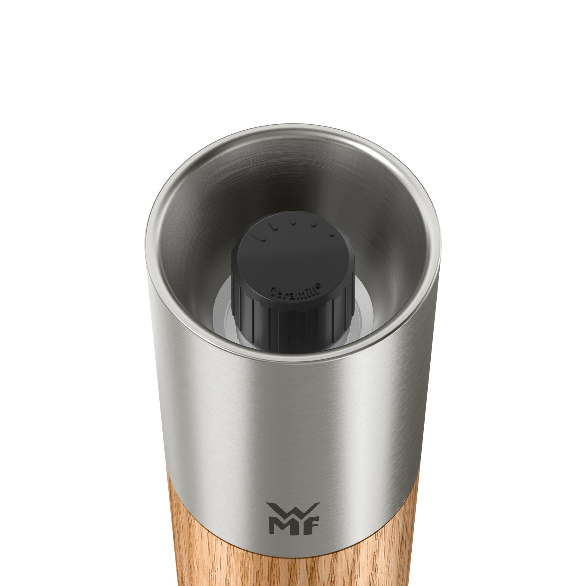 WMF Ceramill – Salz-/Pfeffermühle 21,5 cm, Edelstahl 18/10/Holz/Keramik, Keramikmahlwerk, Dunkelbraun