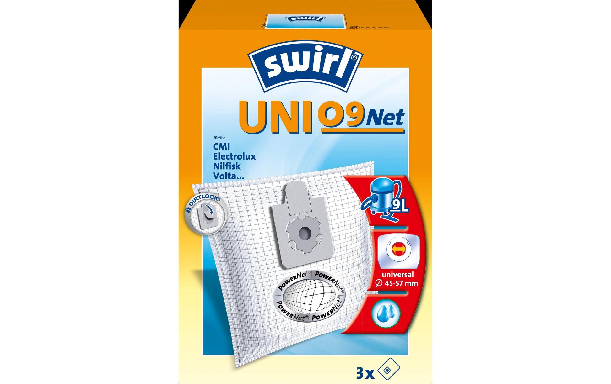 Swirl Staubbeutel UNI09 – 3 Stück, für Electrolux, Kärcher, Nilfisk und andere