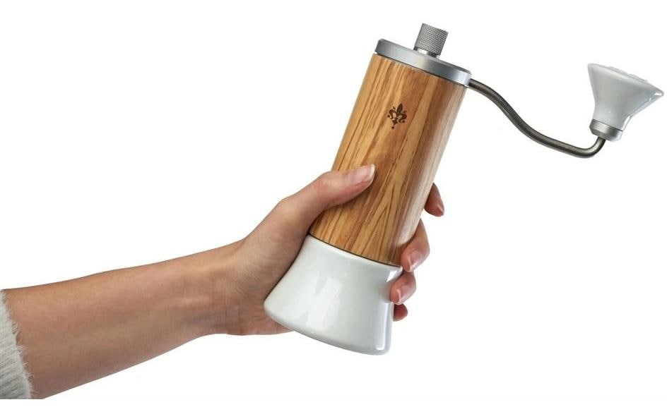 Eureka Hand-Kaffeemühle BabyGrinder – 40 g, Kegelmahlwerk, Olivenholz – Braun