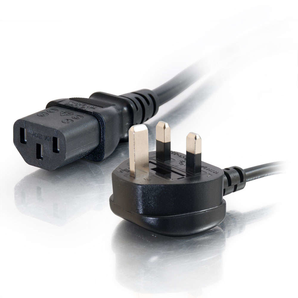 C2G Netzkabel – UK (Typ G) – IEC C13, 1 m, schwarz