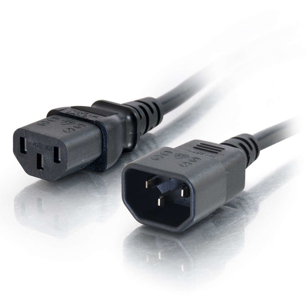 C2G Netzkabel – IEC C13 zu IEC C14, 0,5 m, 250 V/10 A, schwarz