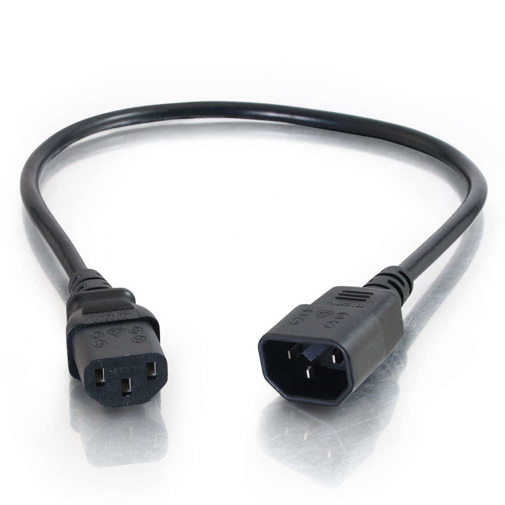 C2G Netzkabel – IEC C13 zu IEC C14, 0,5 m, 250 V/10 A, schwarz