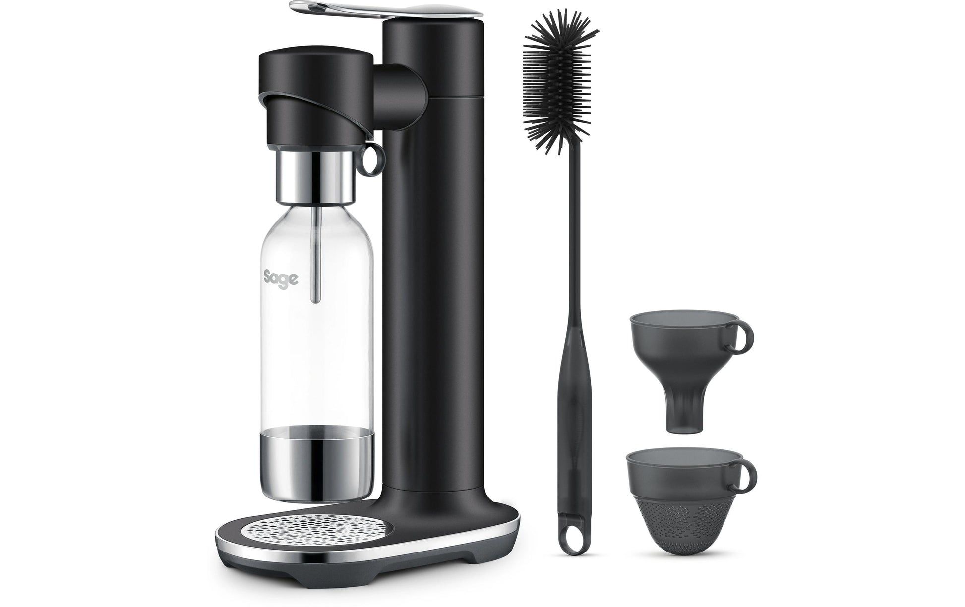 Sage Carbonator inFizz Wassersprudler – inkl. 1 Flasche (Kunststoff), für 0,6 l CO₂-Zylinder, Schwarz, BTR