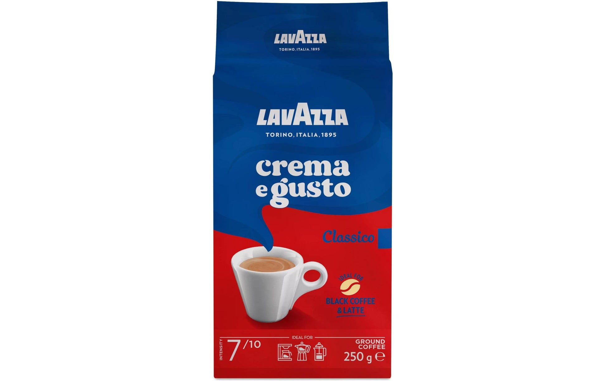 Lavazza Crema e Gusto Classico – Bohnenkaffee – Café Crème, Arabica/Robusta, Intensität 7, 250 g